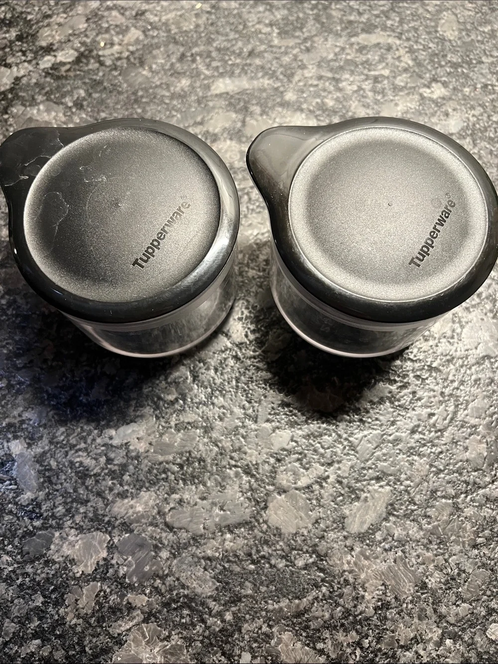 Tupperware Ultra Clear Food Storage Jars with black Lids (Set of 2)